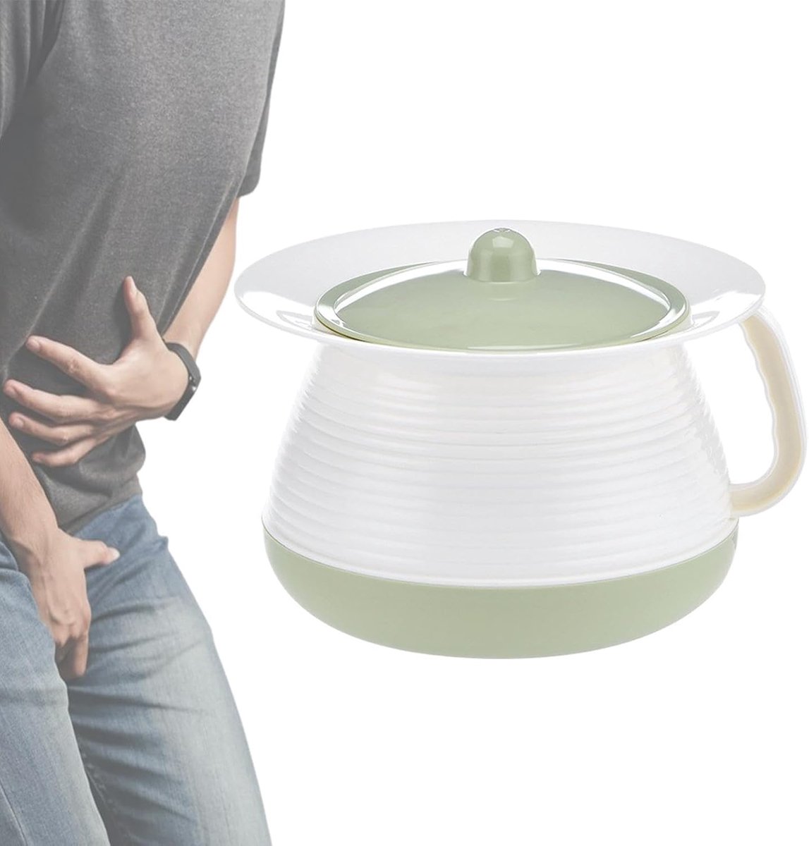 Plasemmer - Draagbaar toilet - Ondersteuning thuis - Geurblokkerend deksel - 22 x 22 x 15 cm - Groen