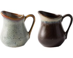 Melkopschuimkan 2 stuks - Porseleinen kannen - Koffie serveren - Met handvat - 2 stuks - Wit