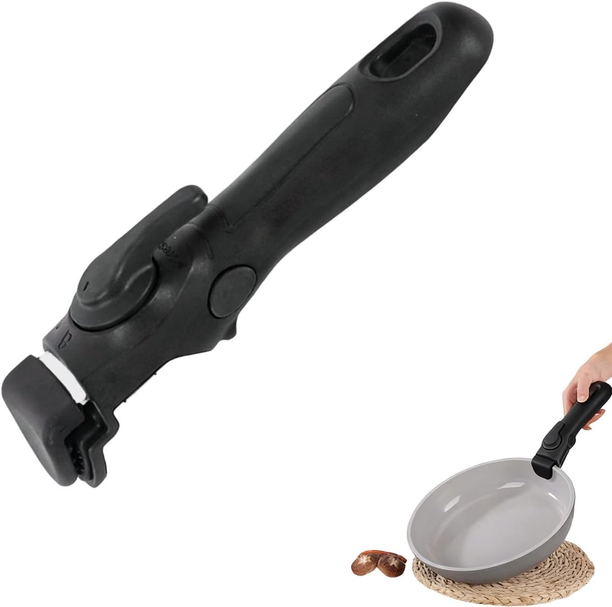 Afneembare Pannengreep - Reservehandvat Keukengerei - Veilig Koken - Universele Pasvorm - 19.5 cm Lengte - Zwart