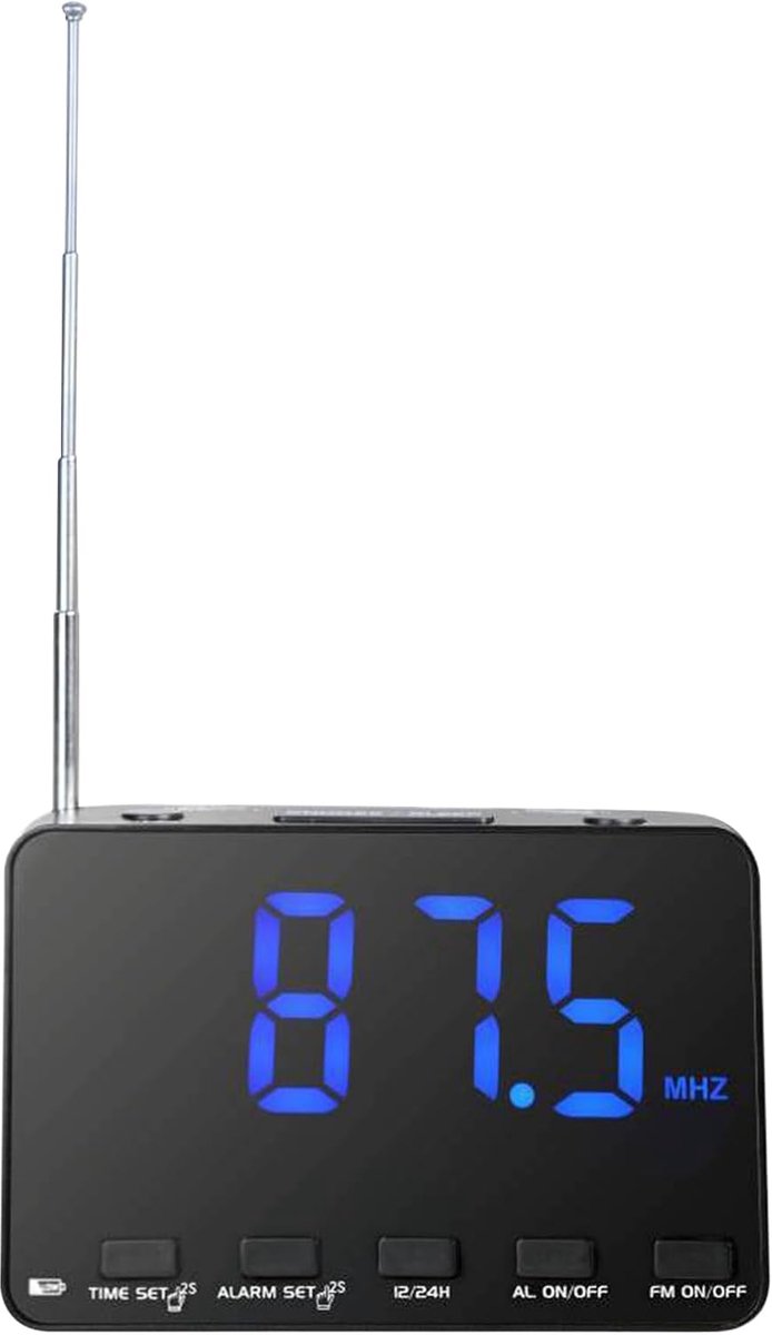 Wekkerradio Radio - Stereo Geluid - Wakker Worden - Automatische Tijdssynchronisatie - 12x8.5x4.7 cm - Zwart