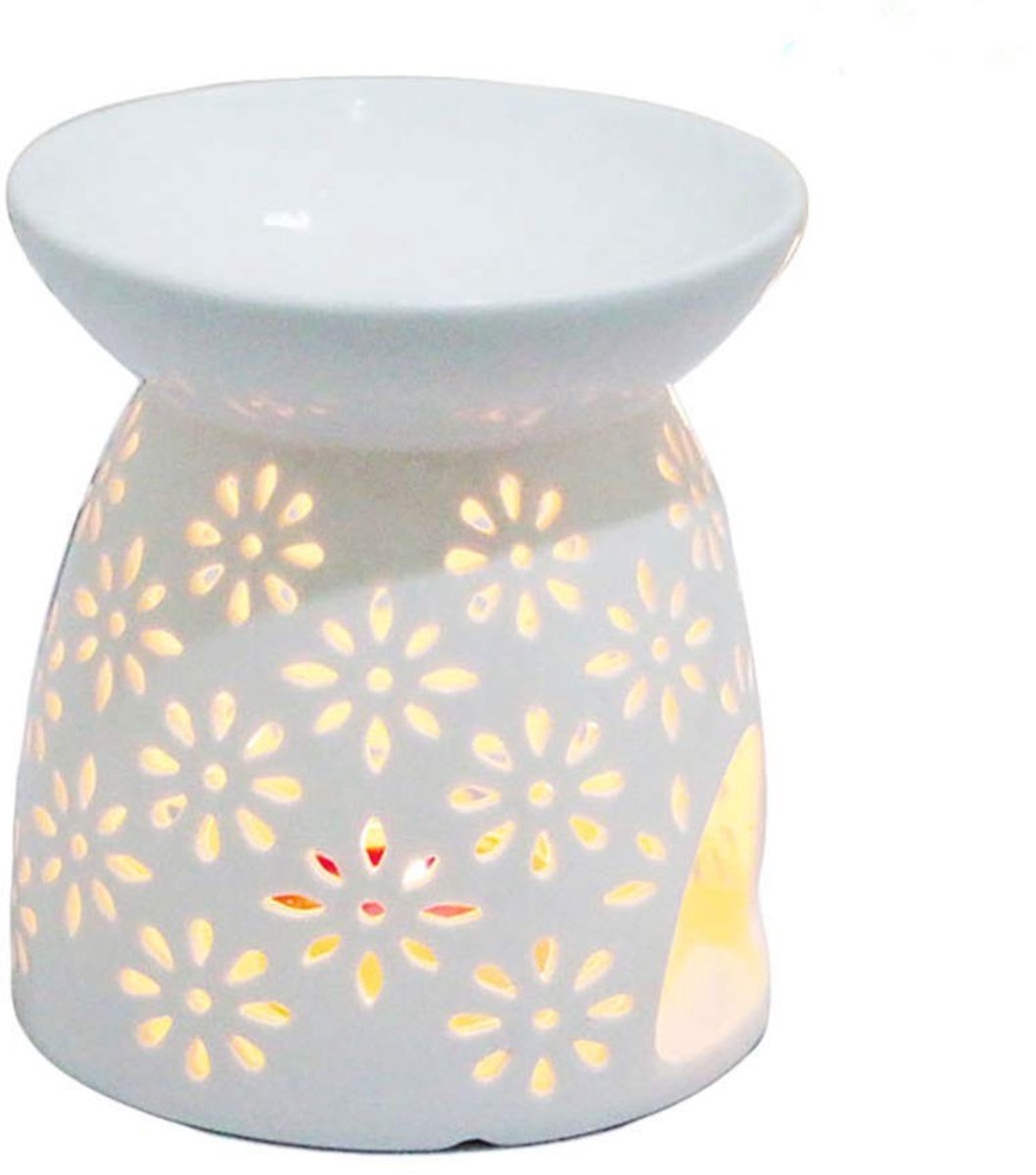 Dailygoods- Oliebrander Keramiek 9 cm - Geurbrander - Aromabrander - Nachtlampje - Etheris
