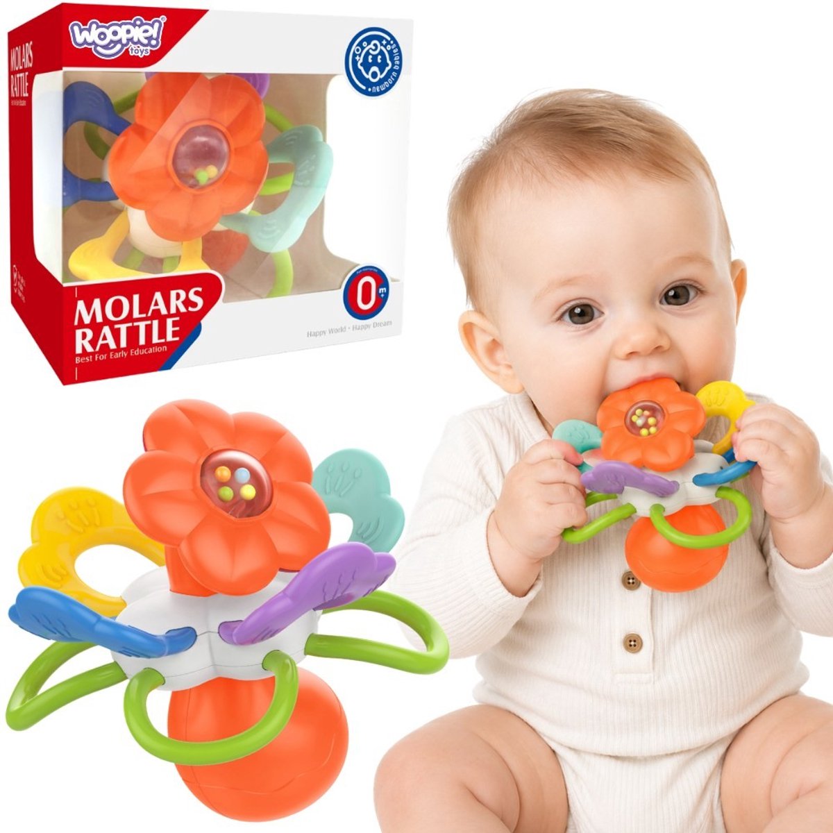 Woopie Baby Rattle Sensory Teether Flower 0m+ - UNI