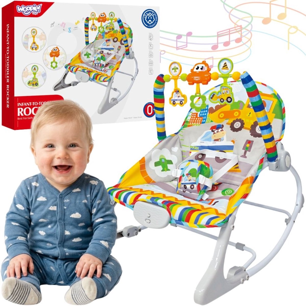 Woopy Baby Interactive Bouncer With Vibration And Arch Multicolor - UNI