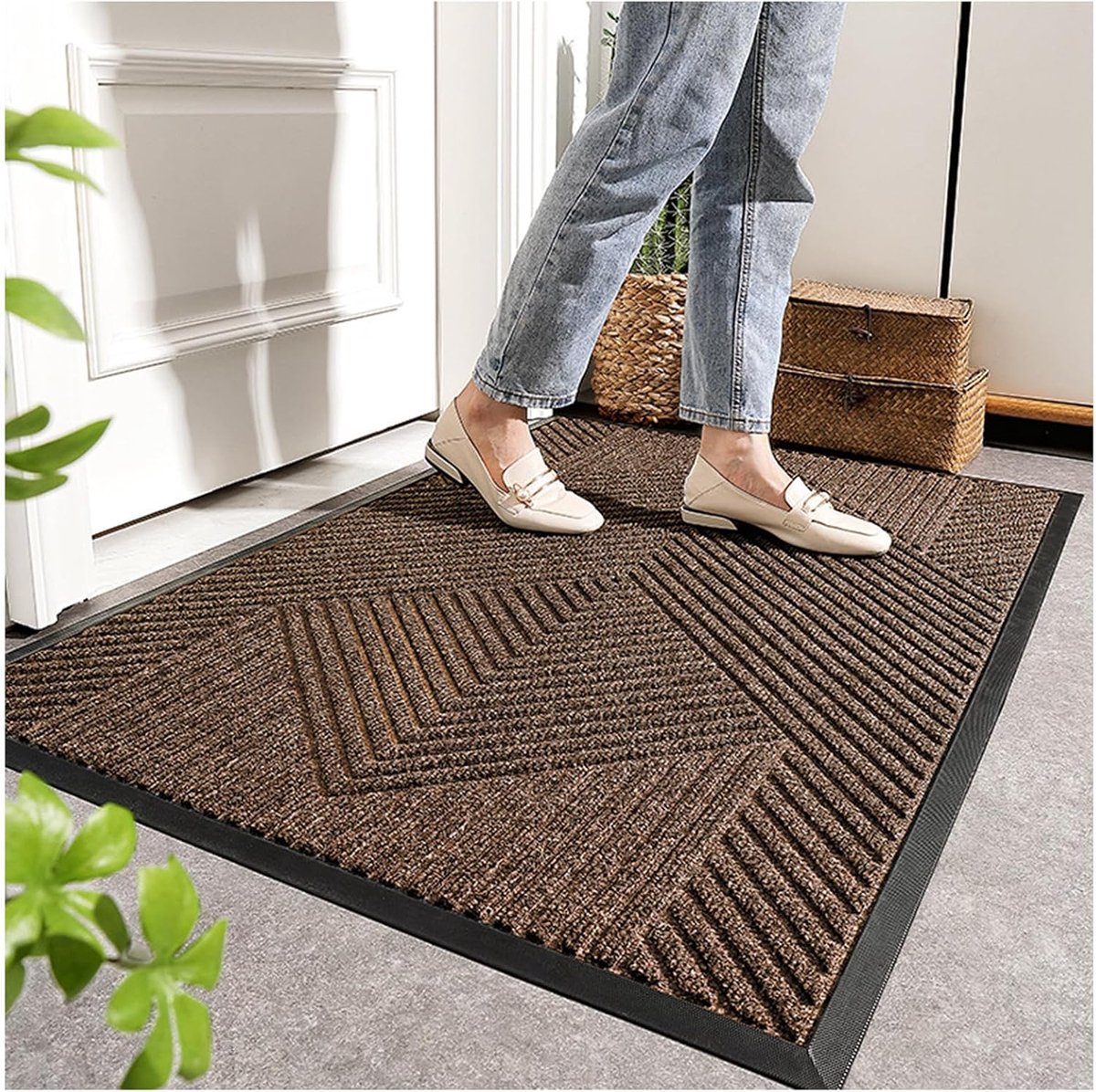 Schoonloopmat Rechthoek - Voordeur Mat - Vuil Vangen - Antislip Rubberen Achterkant - 45x7