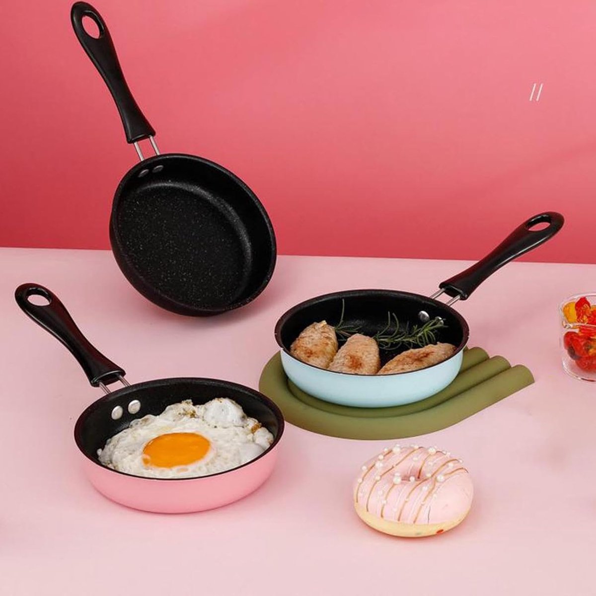 Pannenkoekenpan Antiaanbak Ei Koekenpan Kleine Gerechten Bakken Snelle Warmtegeleiding 12.5 cm Blauw