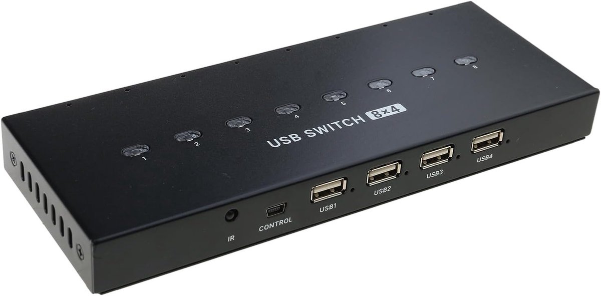 USB Schakelaar - Data Hub - Meerdere Apparaten Delen - 8 In 4 Out - 480 Mbps - Zwart