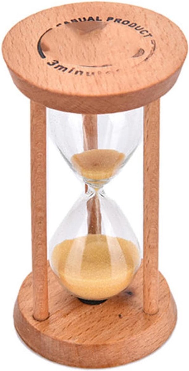 Zandloper Houten Frame - Zandt timer - Keuken Koken - Handgemaakt Glaswerk - 9x5cm - Blauw