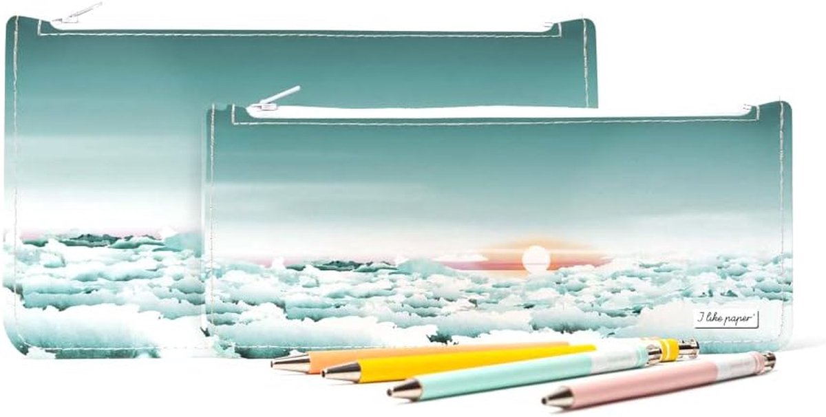 Pennenetui - Etui met rits - Schooltas organiseren - Scheurbestendig materiaal - 21 x 88 cm - Wolkenprint