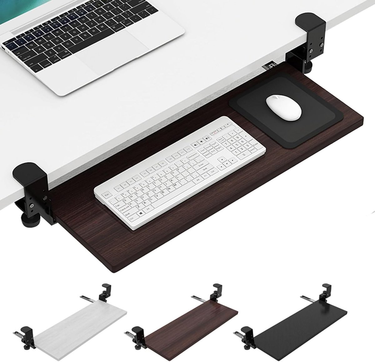 Toetsenbordlade Onder Bureau - Schuifplatform Bureau - Werkruimte Maximaliseren - C-Klem Ontwerp - 75 cm - Houtkleur