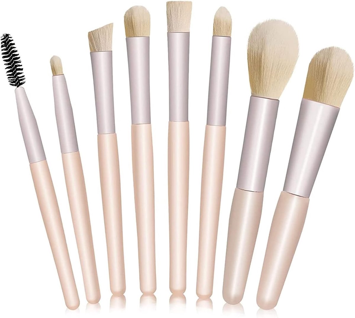 Professionele Make-up Borstelset van 8 Stukken, Fluffy Oogschaduw, Concealer en Blush Borstels voor Vrouwen en Meisjes, Ideaal voor Reizen en Dagelijks Gebruik