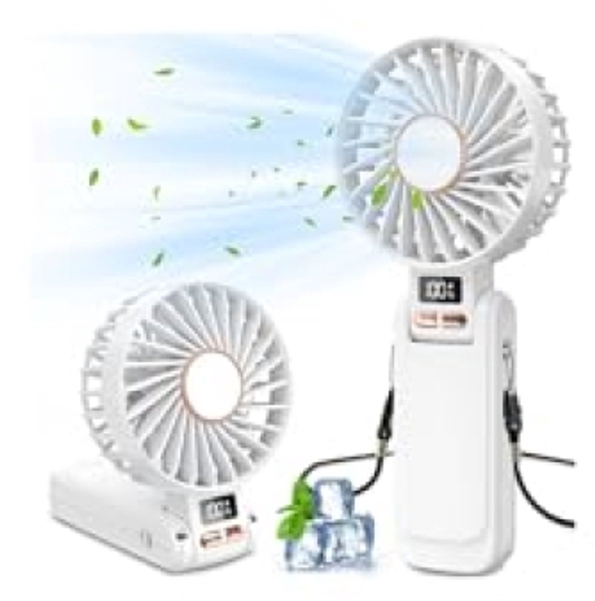 ModernStore Handventilator 4500mAh – Draagbare Ventilator met 20 Uur Batterijduur, 5 Snelheden, LED Scherm, 180° Verstelbaar, USB-C Oplaadbaar – Stille Mini Ventilator voor Reizen, Kantoor en Thuis