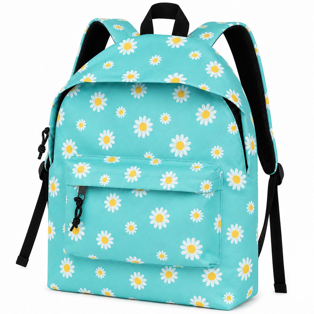 Ultiluxe® Rugzak met madeliefjesprint - Groen/wit - Rugtas voor meisjes - Schoolrugzak voor kinderen - Madeliefjes schoolrugtas - 40 x 40 x 14 cm - Meiden schooltas - 22L
