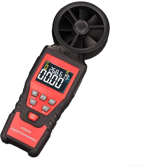 Digitale Windmeter - Luchtmeter Temperatuurmeter - Milieu Analyse - Hoge Nauwkeurigheid Sensor - 25 x 10 x 7 cm - Zwart