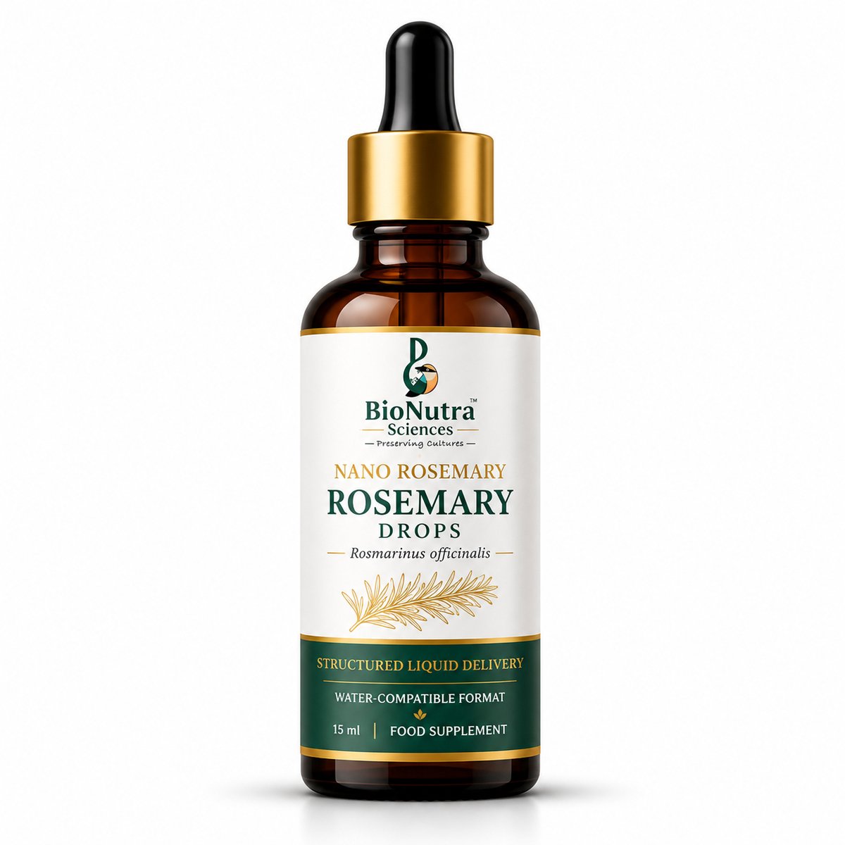 Nano- Rosemary leaves extract drops, eyes, antioxidants, healthy hair, skin, cognition health, micronutrient 15ml