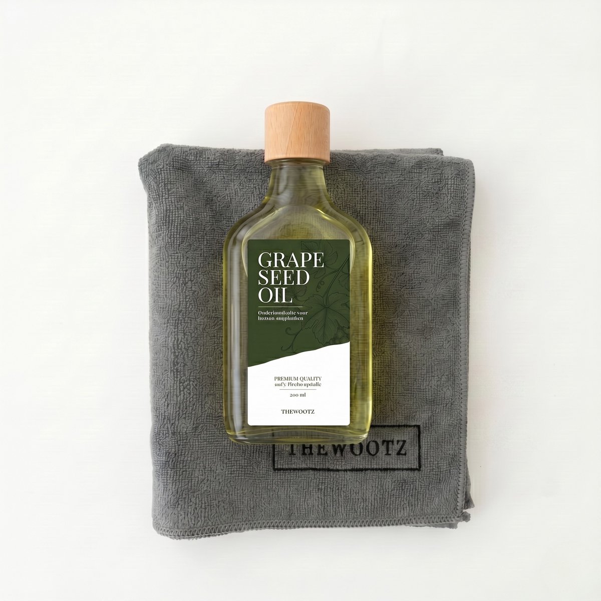 TheWootz Onderhoudsolie Starterspakket 200ml – 100% Druivenpitolie + Microvezeldoek – Compleet Starten met Snijplankonderhoud voor je houten snijplank