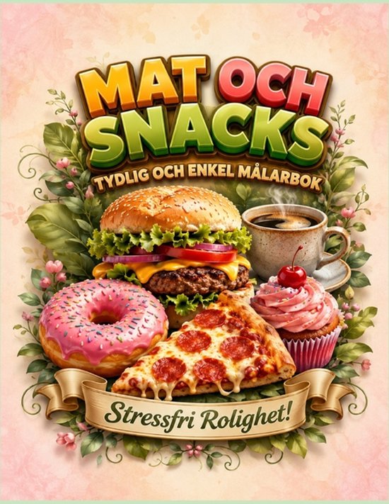 Mat och Snacks Tydlig och Enkel Målarbok - cover