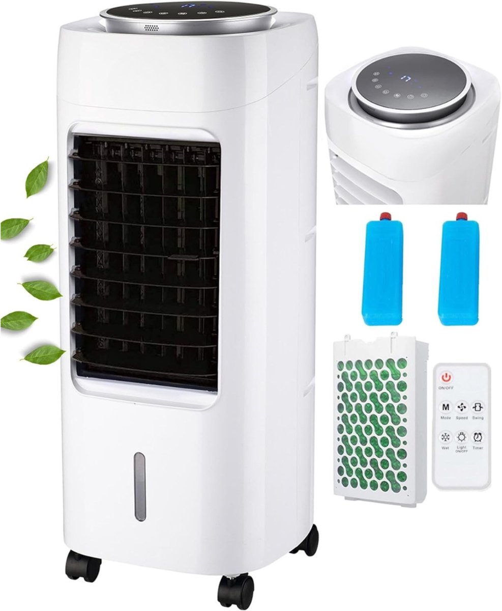 QORA® Mobiele Airco - Airconditioning - Ventilatoren - Airco Zonder Afvoerslang - Ventilatie - Wit - 34cm x 34cm x 74cm