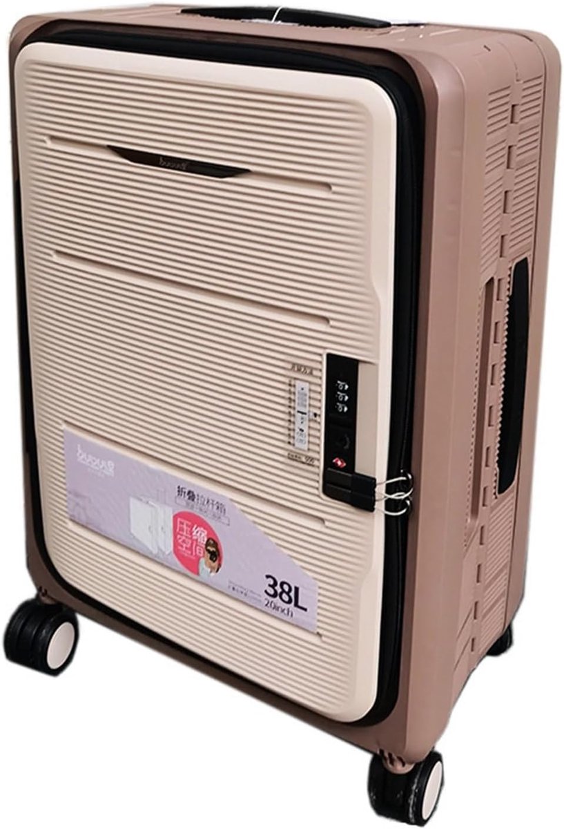 Opvouwbare Koffer - Reiskoffer Trolley - Comfortabel Reizen - Frontale Opening - 24 inch - Khaki