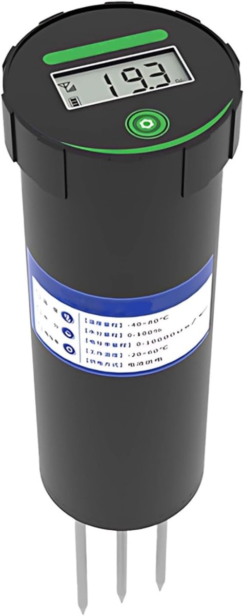 Digitale Bodemmeter - Grondtester pH - Planten Verzorgen - Roestvrijstalen sonde - 18.5 cm - Zwart