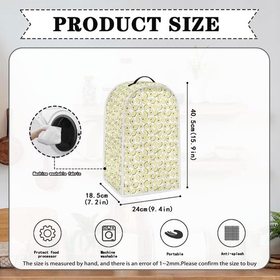 Blenderhoes - Keukenapparaat Cover - Apparaat Beschermen - Spatbestendige Stof - 24 x 18.5 x 40.5 cm - Avocado Patroon — afbeelding 4