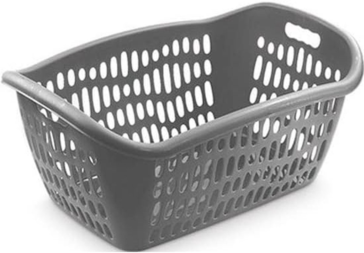 Wasmand Wasbak Kleding Opslag Korte Handvatten 75 Liter Grijs