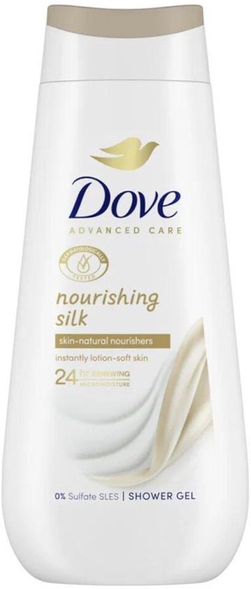Dove Douchecrème Nourishing Silk: 225ml, met huid-natuurlijke verzorgers voor direct zachte, soepele huid.