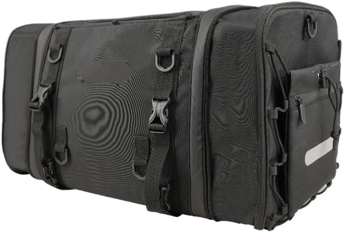 Motorfiets achtertas - Zadeltas Bagage - Weekendtrips - Uitbreidbaar Waterdicht - 40L-60L - Zwart