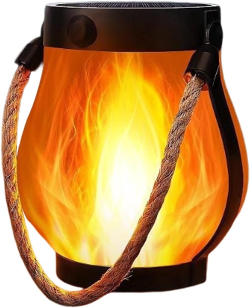 Zonne-lantaarn - Hanglamp Vlam - Buiten Decoratie - Flikkerend Vlam Effect - 14.5 x 12.5 c