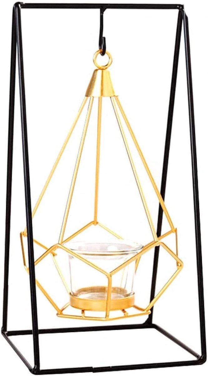 Kandelaars Opknoping Stand - Metalen Glas Houder - Tafel Decoratie - Uniek Opengewerkt Ontwerp - Theelicht Maat - Metaal