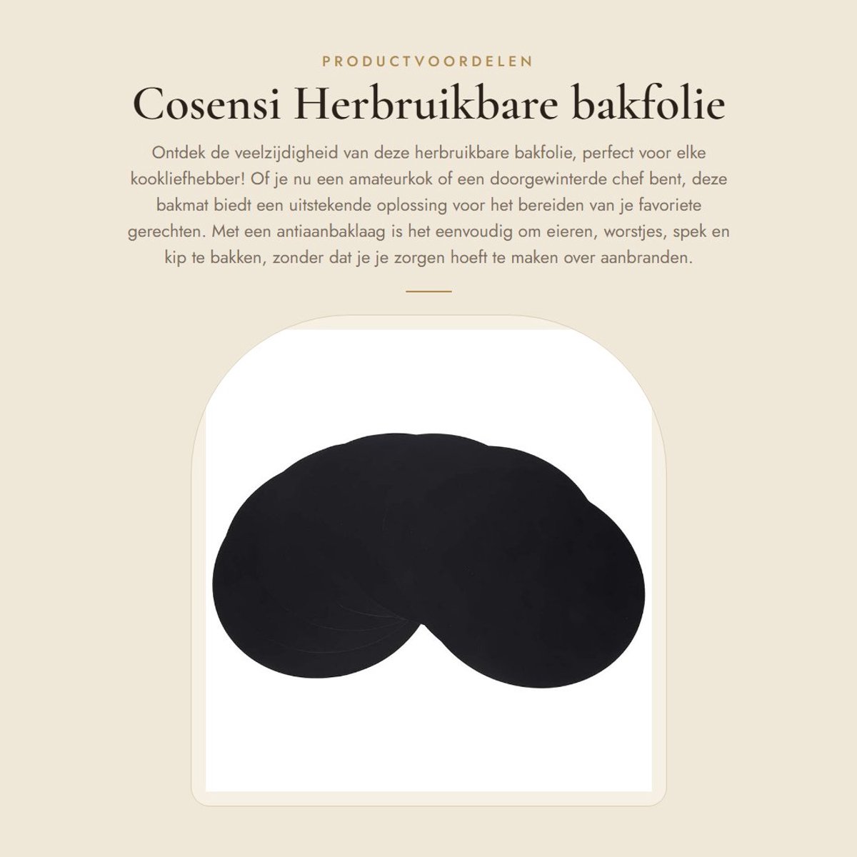 Dailygoods- Bakfolie Herbruikbaar - Antiaanbaklaag - 10 Stuks - Omkeerbaar - Geschikt voor Gietijzer/Roestvrij Staal - Diameter 24 cm - Bakmat