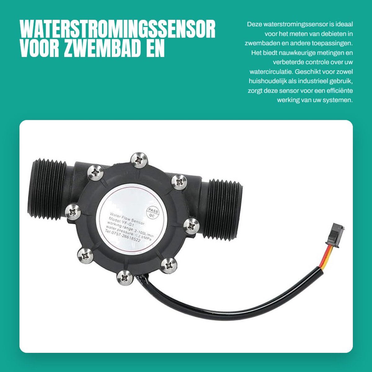 Dailygoods- Waterstroomsensor Hoge Gevoeligheid - Waterdicht - Hitte-/Druk-/Koudebestendig - Centrale Airconditioning - Zwembad - Eenvoudig te Installeren - Debietmeter