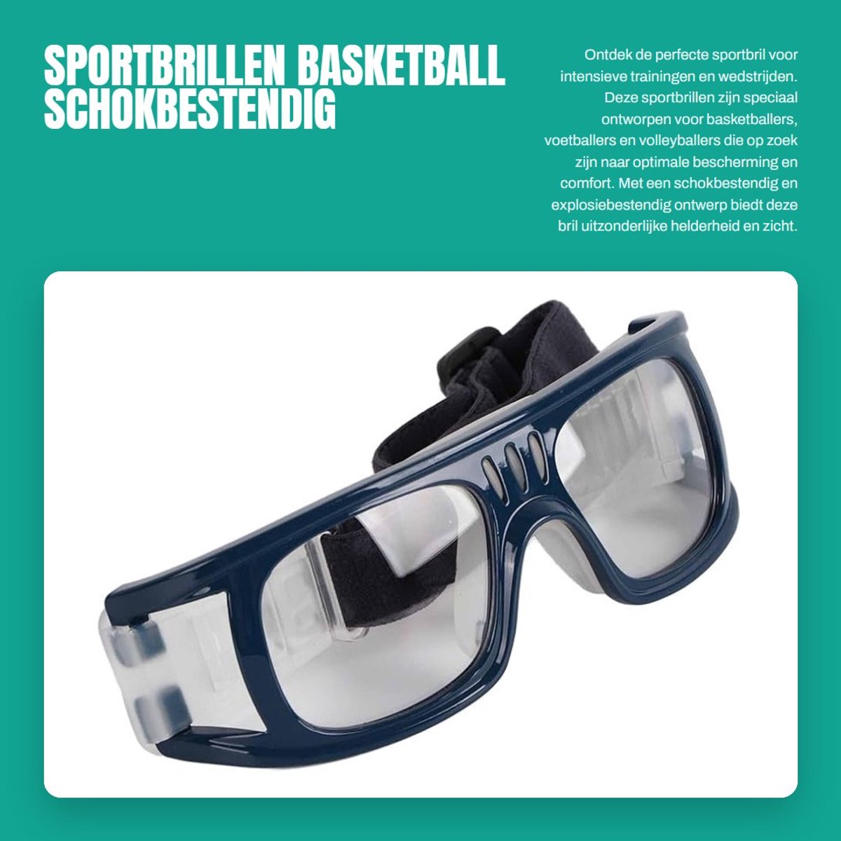 Dailygoods- Sportbrillen Schokbestendig - Basketball/Voetbal/Volleybal - Ergonomische Neuscorrectie - Professionele Zweetventilatie - Hoge Prestaties - Veiligheidsbril