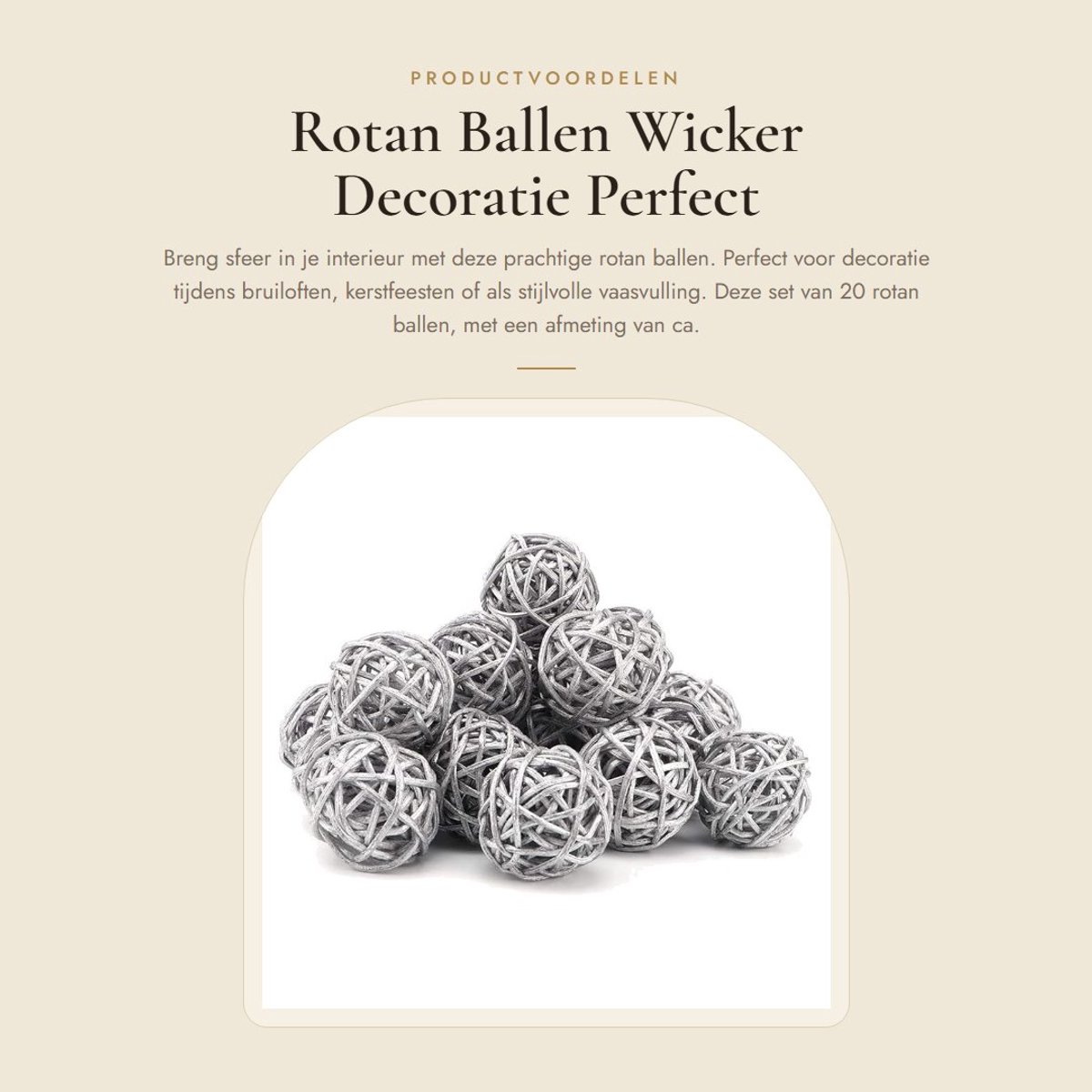 Dailygoods- Rotanballen 20 Stuks - Wicker Decoratie Ballen - Wanddecoratie - Vaas Vulling - Boomdecoratie - Verlichtingsdecoratie - Afmetingen 3 x 3 cm - Decoratieballen
