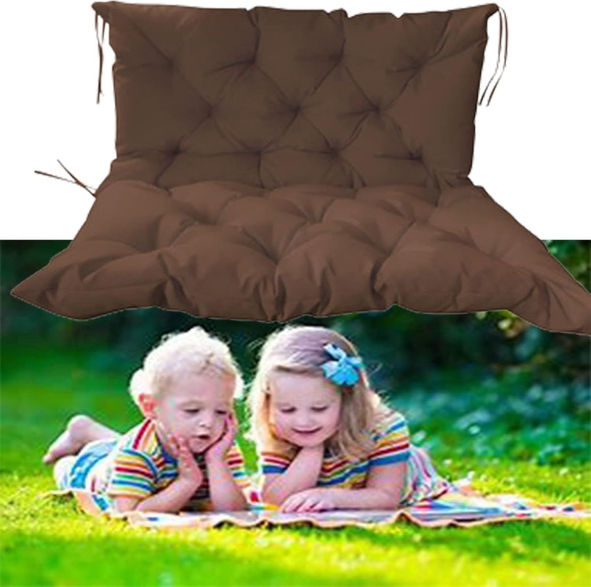 Tuinbank Zitkussen - Schommel Kussen - Buiten Zitten - Extra Dikke Vulling - 100x100x10cm - Geel