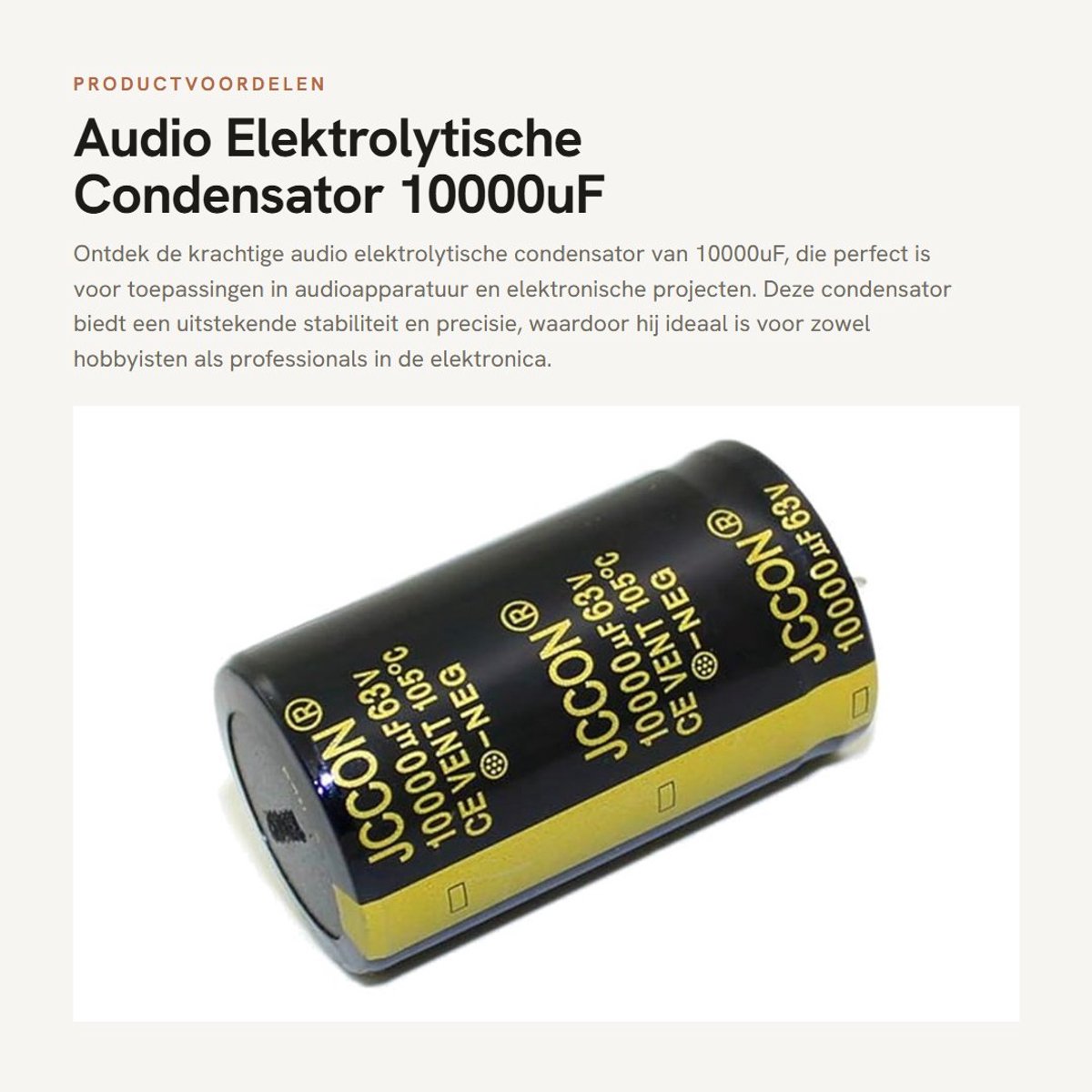 Dailygoods - Audio Elektrolytische Condensator - 10000uF - Hoge stabiliteit - Zwart - Lage impedantie - Geschikt voor diverse toepassingen - 63V
