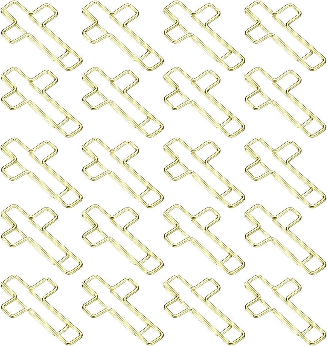 20 Stuks Paperclips in Kruisvorm, Bookmark Clips voor Kantoor en Thuis, Ideaal voor Organisatie en Creatieve Projecten (Goud, 3.2cm)