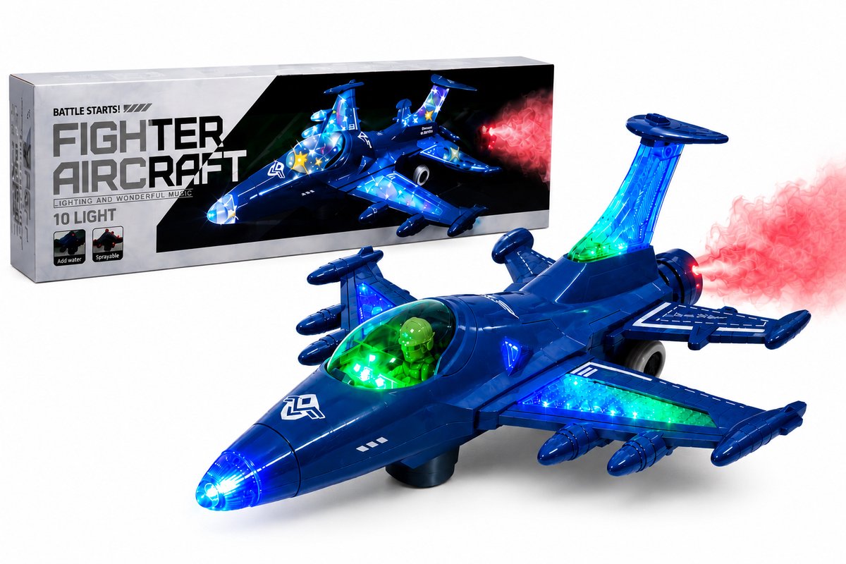 Fighter Aircraft JET - Straaljager met Rookspray op water en Licht effecten - Zelf rijdend vliegtuig (incl. batterijen
