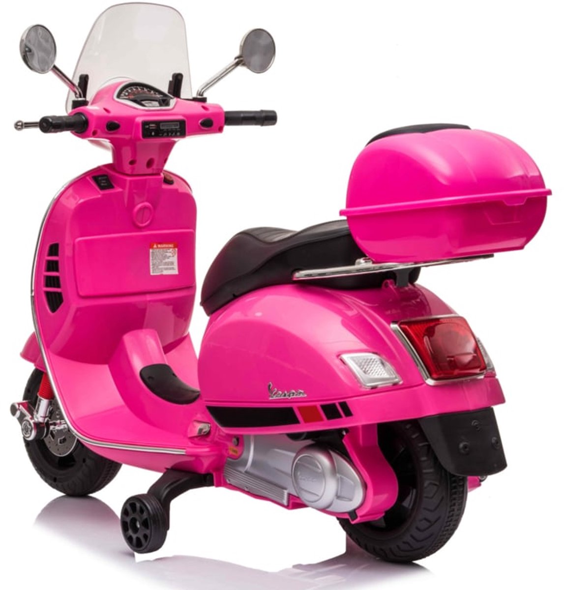 Vespa GT-S 12V elektrische kinderscooter roze - full options - licentie scooter - met windscherm, beautycase en zijwieltjes – foto 2