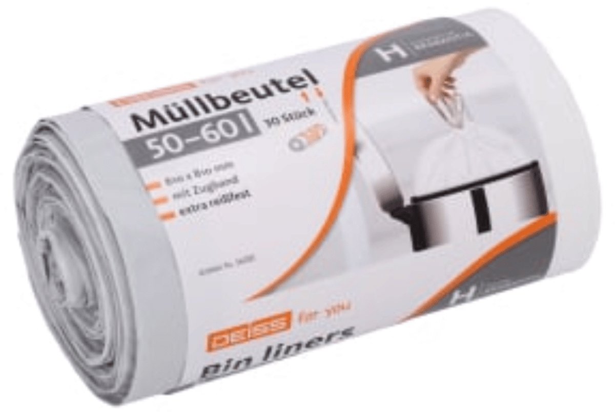 DEISS FOR YOU vuilniszakken 50–60 liter met grijze trekband van HDPE – 4 rollen à 30 stuks. (120st)