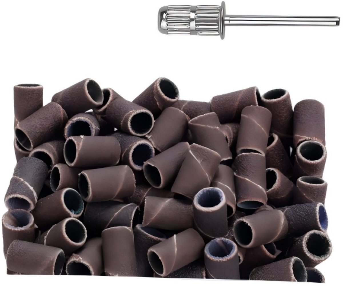 Set van 180 stuks + 1 opzetstuk - Binnendiameter 0,8 cm -Buitendiameter 0,95 cm - Hoogte 1,3 cm - Schuurbandjes - Nagel -schuurbandjes - Manicure - Pedicure-schuurbandjes - Set schuurbandjes - Schuuraccessoires