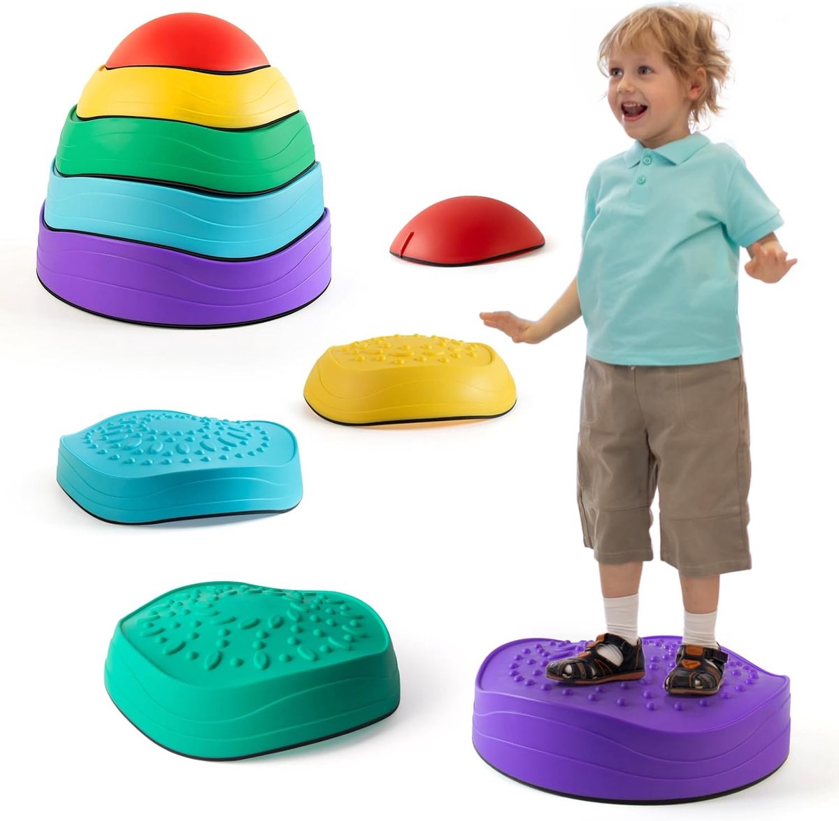 Balansstenen Kinderen - Stapelstenen Behendigheid - Evenwicht Oefenen - Antislip Oppervlak - 5 Delig - Meerkleurig
