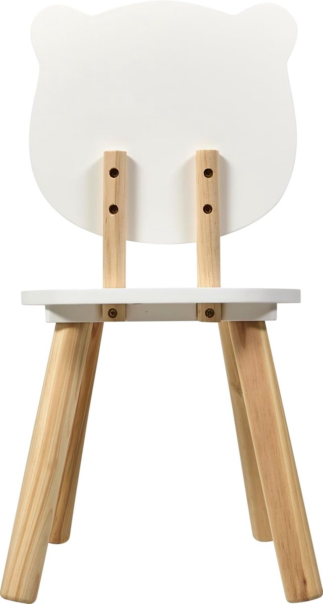 Atmosphera - Kinderstoel Beer Wit en Natuurlijk Hout - Scandinavisch Design - 26 x 26 x 49 cm van Atmosphera — afbeelding 3