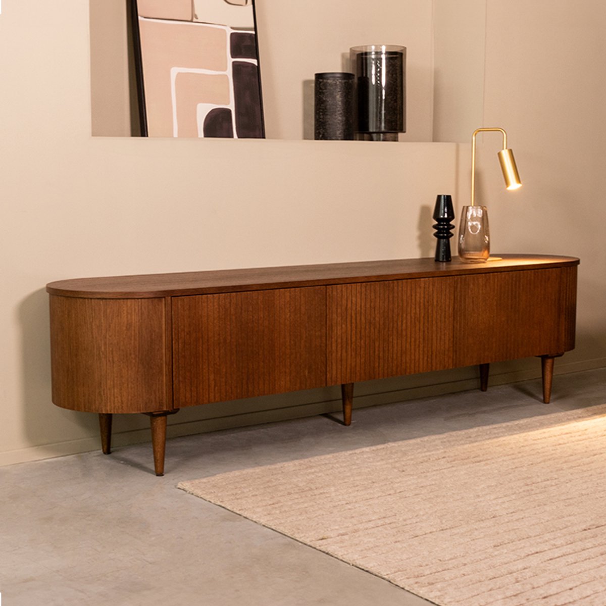 LABEL51 Oliva Tv-Meubels - Bruin - Eiken - 220 cm Walnoot