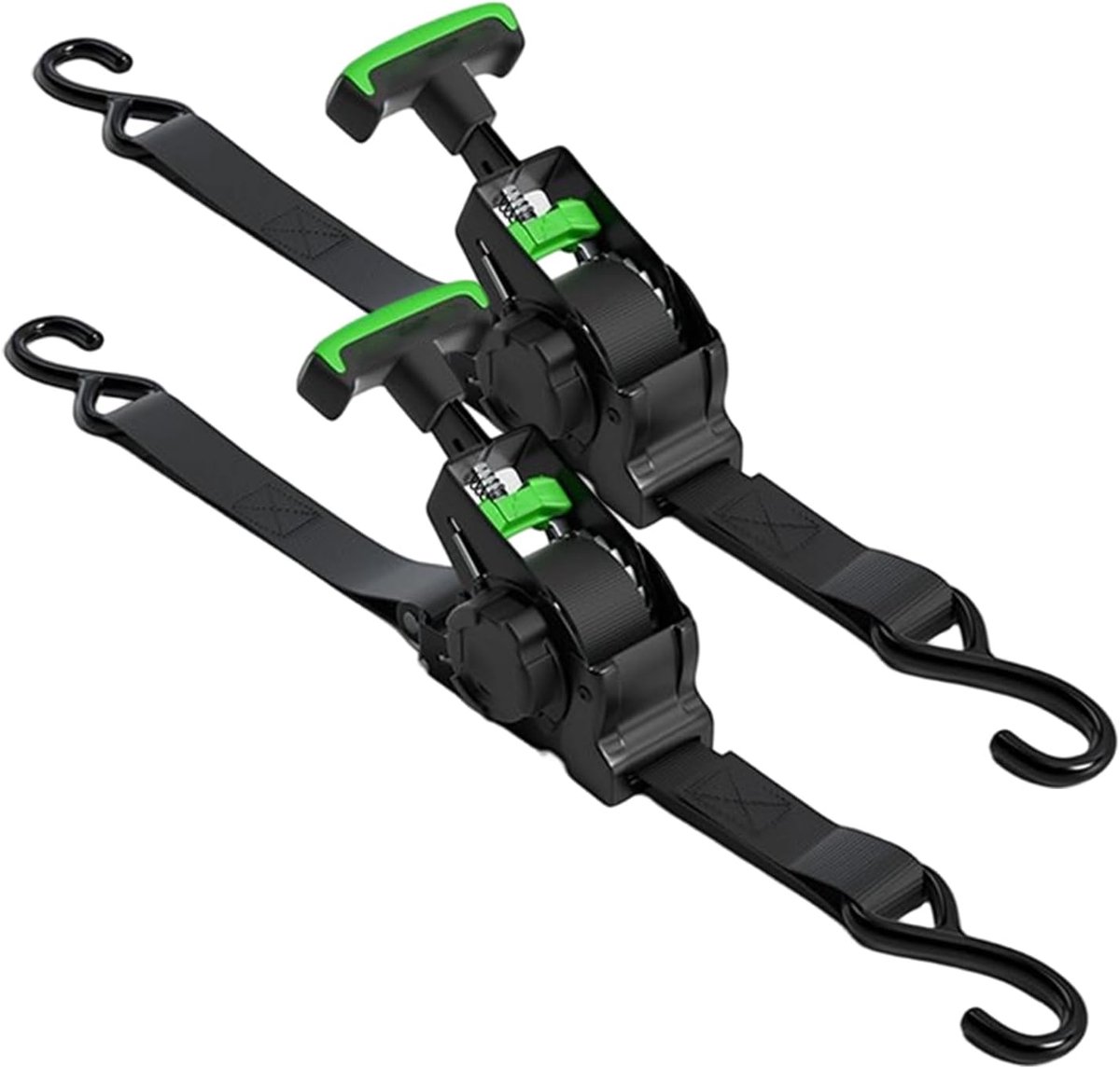 Spanbanden Set - Bagageriemen Ratel - Veilig Transport - Brede Band Stabiliteit - 680 kg Sterkte - Groen