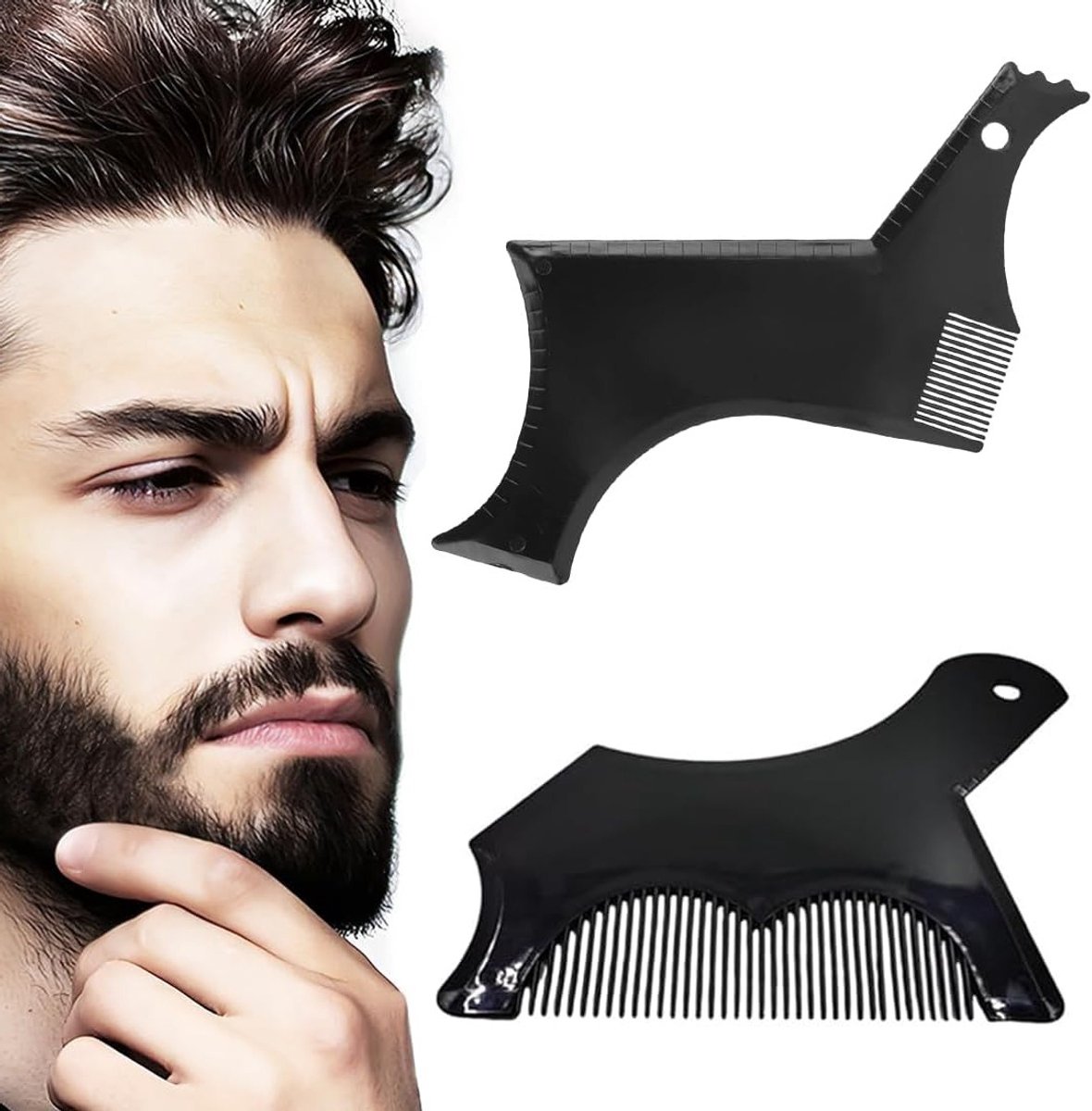 Beard Stencil Set voor Mannen - 2 Stuks voor Gemakkelijke Baardstyling, Precisie Trimmen en Vormgeven