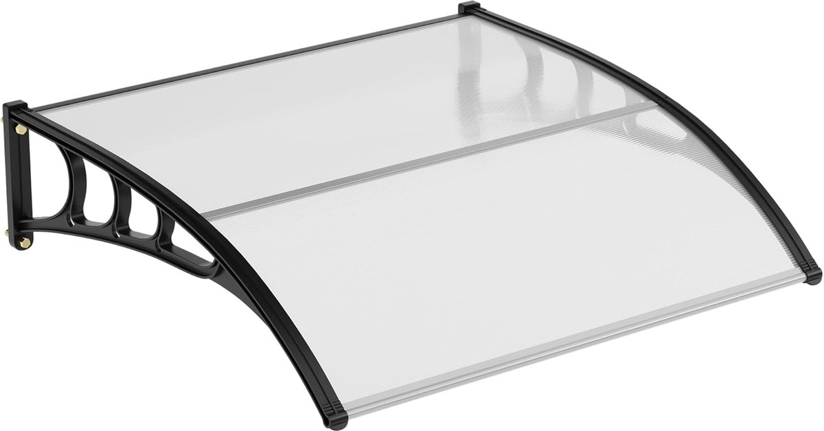 Deurluifel 120x80cm - Policarbonaat Waterdicht Weerbestendig UV-bescherming - Robuust Zonnescherm Transparant Paneel met Middenbalk - Voor Zon Regen en Sneeuw - Transparant