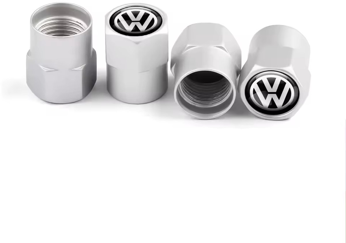 Volkswagen Ventieldopjes Grijs – 4 Stuks Met Logo – Aluminium Bandenventiel Doppen – Auto Accessoires