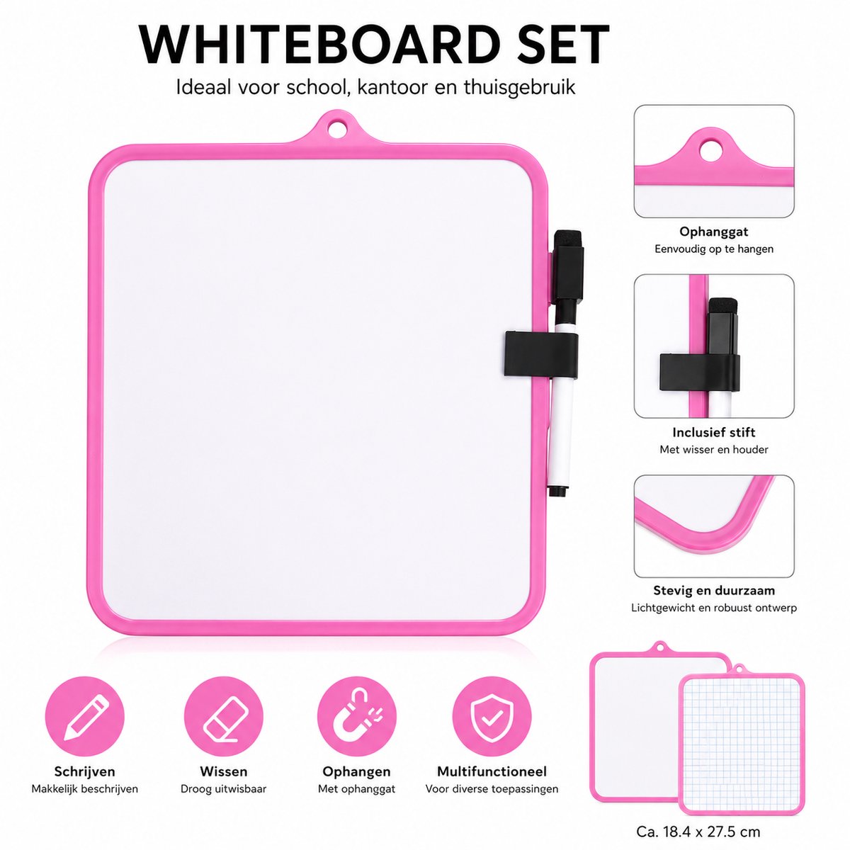 Whiteboard set Roos 18,4 x 27,5cm