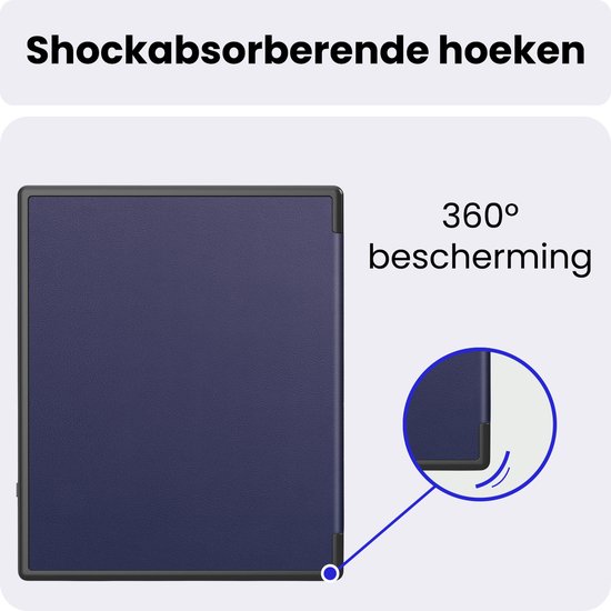 Hoes Geschikt voor Kobo Elipsa 2E - Luxe E-reader Bescherm Case - Hoesje Book Cover - Donkerblauw — afbeelding 5