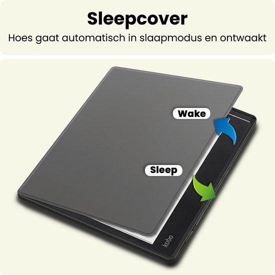 Hoes Geschikt voor Kobo Elipsa 2E - E-reader Hoesje Bescherm Hoesje Case Sleep Cover - Hoes Geschikt voor Kobo Elipsa 2E Hoesje - Grijs — afbeelding 3